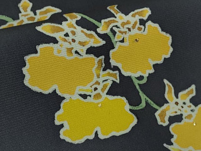 平和屋本店●希少　皆川月華　長女　日本画家　皆川千恵子　訪問着　刺繍　胡蝶蘭　深紫色地　金糸　逸品　DZAB3565kh6
