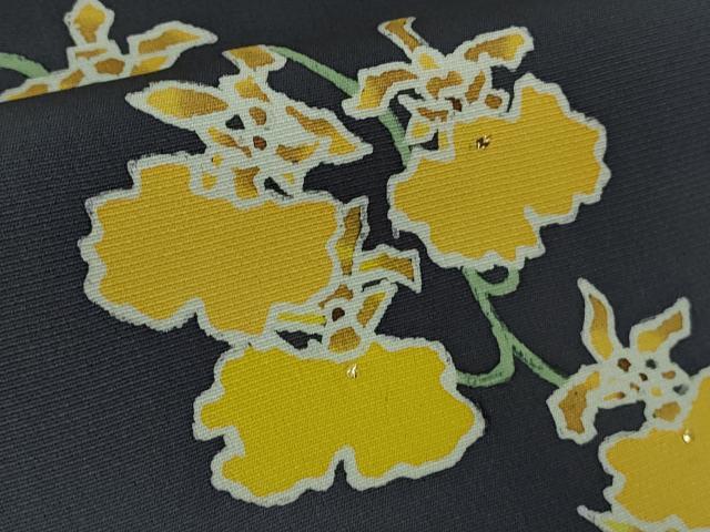 平和屋本店●希少　皆川月華　長女　日本画家　皆川千恵子　訪問着　刺繍　胡蝶蘭　深紫色地　金糸　逸品　DZAB3565kh6