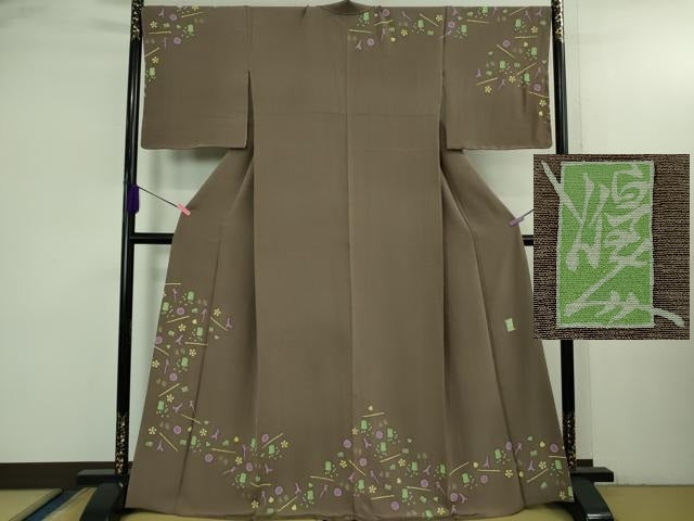 平和屋本店●極上　本加賀友禅作家　由水煌人　訪問着　源氏香　灯篭　陶器　濃色地　逸品　DZAB3569kh6