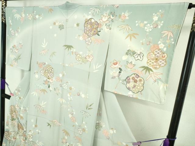 平和屋本店●極上　訪問着　吉澤友禅　駒刺繍　吉祥花文　暈し染め　金彩　鬼しぼ縮緬　反端付き　逸品　未使用　DZAB3570kh6