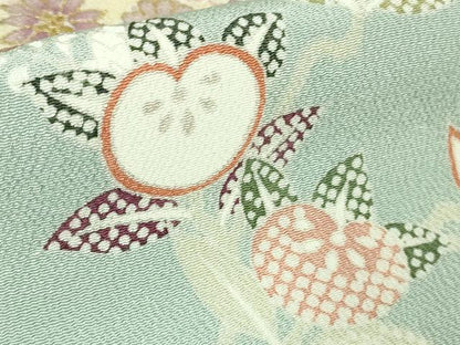 平和屋本店●極上　訪問着　吉澤友禅　駒刺繍　吉祥花文　暈し染め　金彩　鬼しぼ縮緬　反端付き　逸品　未使用　DZAB3570kh6