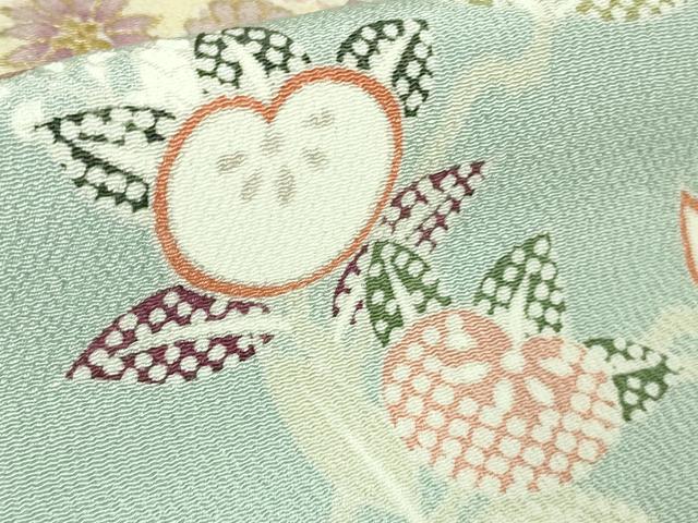 平和屋本店●極上　訪問着　吉澤友禅　駒刺繍　吉祥花文　暈し染め　金彩　鬼しぼ縮緬　反端付き　逸品　未使用　DZAB3570kh6