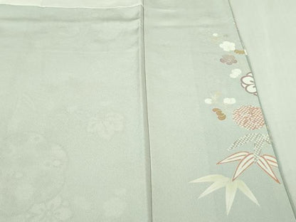 平和屋本店●極上　訪問着　吉澤友禅　駒刺繍　吉祥花文　暈し染め　金彩　鬼しぼ縮緬　反端付き　逸品　未使用　DZAB3570kh6