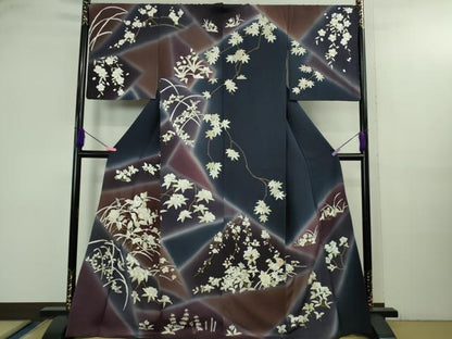 平和屋本店●極上　訪問着　総手刺繍　草花文　暈し染め　金糸　さが美扱い　逸品　DZAB3574kh6
