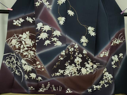 平和屋本店●極上　訪問着　総手刺繍　草花文　暈し染め　金糸　さが美扱い　逸品　DZAB3574kh6