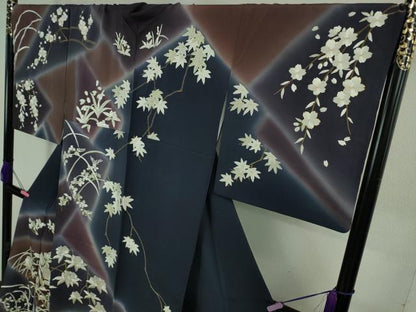 平和屋本店●極上　訪問着　総手刺繍　草花文　暈し染め　金糸　さが美扱い　逸品　DZAB3574kh6