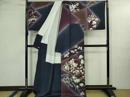平和屋本店●極上　訪問着　総手刺繍　草花文　暈し染め　金糸　さが美扱い　逸品　DZAB3574kh6