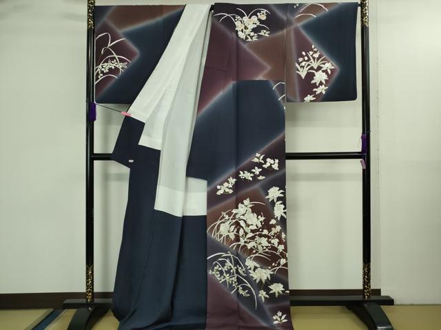 平和屋本店●極上　訪問着　総手刺繍　草花文　暈し染め　金糸　さが美扱い　逸品　DZAB3574kh6
