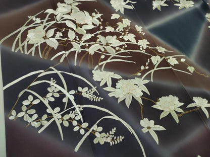 平和屋本店●極上　訪問着　総手刺繍　草花文　暈し染め　金糸　さが美扱い　逸品　DZAB3574kh6
