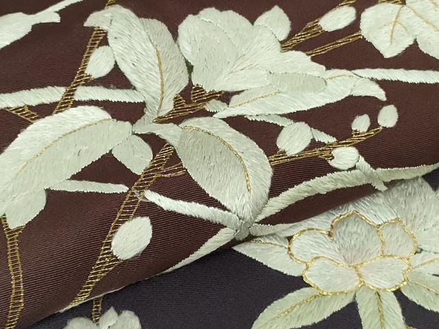 平和屋本店●極上　訪問着　総手刺繍　草花文　暈し染め　金糸　さが美扱い　逸品　DZAB3574kh6