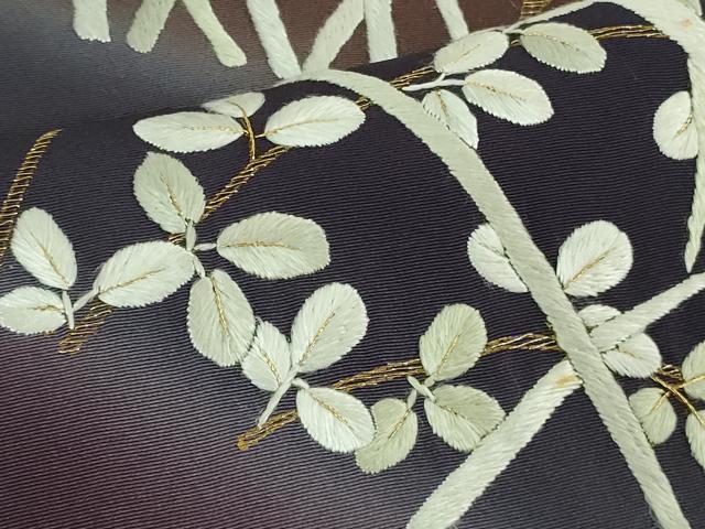 平和屋本店●極上　訪問着　総手刺繍　草花文　暈し染め　金糸　さが美扱い　逸品　DZAB3574kh6