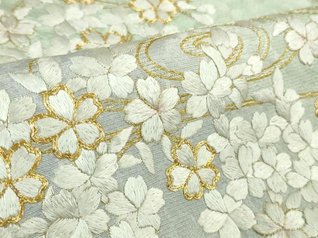 平和屋本店●極上　訪問着　総手刺繍　流水桜　暈し染め　金糸　逸品　DZAB3575kh6