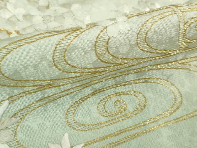 平和屋本店●極上　訪問着　総手刺繍　流水桜　暈し染め　金糸　逸品　DZAB3575kh6