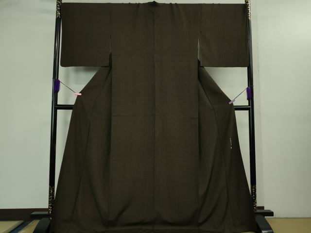 平和屋本店●極上 伝統工芸師 服部光擴 江戸小紋 きもの古今傳 錐彫り匠の技 格子 ロング丈 反端付き 逸品 DZAB3577kh6