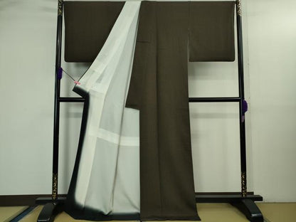 平和屋本店●極上 伝統工芸師 服部光擴 江戸小紋 きもの古今傳 錐彫り匠の技 格子 ロング丈 反端付き 逸品 DZAB3577kh6