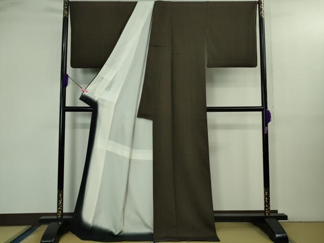 平和屋本店●極上 伝統工芸師 服部光擴 江戸小紋 きもの古今傳 錐彫り匠の技 格子 ロング丈 反端付き 逸品 DZAB3577kh6