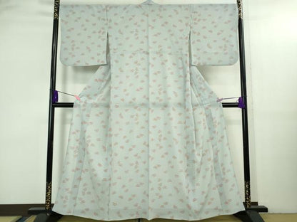 平和屋着物＊極上 夏物 洗える最高級着物 ＜英＞はなぶさ謹製 小紋 舞蝶文 灰青色地 逸品 DZAB3582kh6