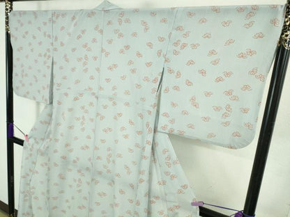平和屋着物＊極上 夏物 洗える最高級着物 ＜英＞はなぶさ謹製 小紋 舞蝶文 灰青色地 逸品 DZAB3582kh6