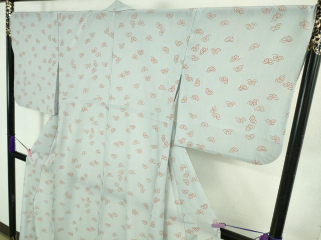 平和屋着物＊極上 夏物 洗える最高級着物 ＜英＞はなぶさ謹製 小紋 舞蝶文 灰青色地 逸品 DZAB3582kh6