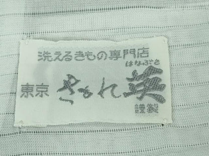 平和屋着物＊極上 夏物 洗える最高級着物 ＜英＞はなぶさ謹製 小紋 舞蝶文 灰青色地 逸品 DZAB3582kh6