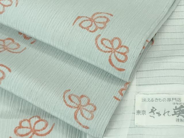 平和屋着物＊極上 夏物 洗える最高級着物 ＜英＞はなぶさ謹製 小紋 舞蝶文 灰青色地 逸品 DZAB3582kh6