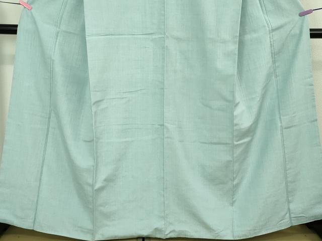 平和屋本店●極上　本場結城紬　重要無形文化財　村九謹製　色無地　水色　証紙付き　逸品　DZAB3590kh6