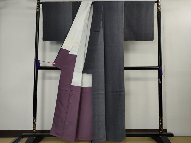 平和屋本店●極上　本場結城紬　重要無形文化財　間道　証紙付き　逸品　未使用　DZAB3593kh6
