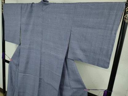 平和屋本店●極上　浦野理一　経節紬　色無地　濃い藤紫色　逸品　未使用　DZAB3595kh6