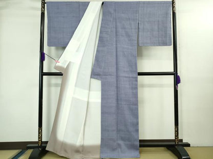 平和屋本店●極上　浦野理一　経節紬　色無地　濃い藤紫色　逸品　未使用　DZAB3595kh6