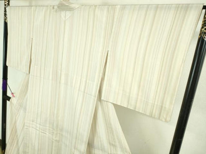 平和屋本店▽極上 本塩沢 やまだ織 単衣 梅沢美代子作 縞 証紙付き 逸品 DZAB3597kh6