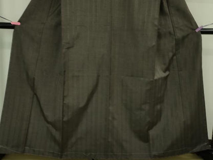 平和屋本店●極上 1897年創業 名門岡野 本場筑前博多織 千年工房 黒田紬 憲法黒茶色地 博多金ラベル 証紙付き 逸品 未使用 DZAB3598kh6