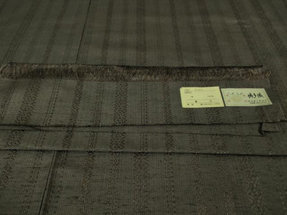 平和屋本店●極上 1897年創業 名門岡野 本場筑前博多織 千年工房 黒田紬 憲法黒茶色地 博多金ラベル 証紙付き 逸品 未使用 DZAB3598kh6