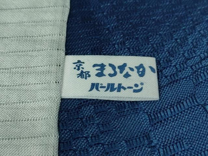 平和屋本店▽極上　首里　ロートン織　道屯織　単衣　本藍　変わり市松　逸品　未使用　DZAB3599kh6