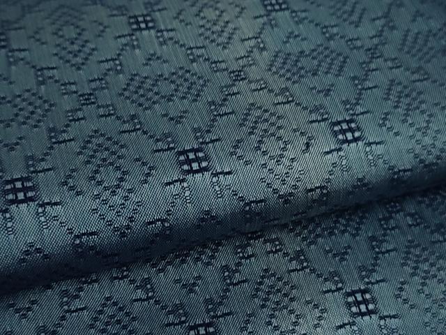 平和屋本店●超希少　日本工芸会正会員　秋山眞和　綾の手紬　手織　本藍染　間道　逸品　DZAB3600kh6