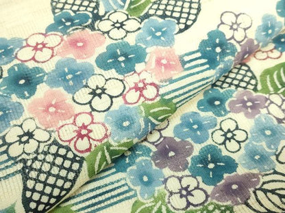 平和屋本店＊極上 夏物 竺仙 九寸名古屋帯 型染 紫陽花 麻 逸品 DZAB3610kh6