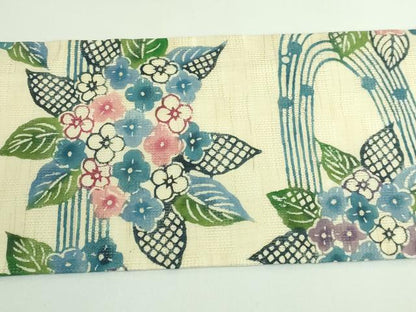 平和屋本店＊極上 夏物 竺仙 九寸名古屋帯 型染 紫陽花 麻 逸品 DZAB3610kh6