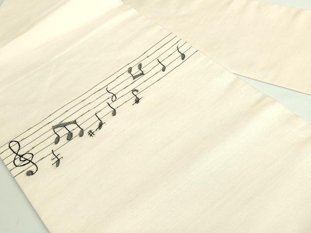 平和屋着物●極上　能州紬　絲藝苑　上島洋山　九寸名古屋帯　ピアノ　楽譜　音符　ますいわ屋扱い　逸品　DZAB3614kh6
