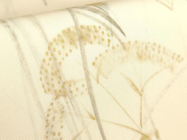 平和屋着物●極上　塩瀬　九寸名古屋帯　手描き　吉岡　女郎花　金彩　逸品　DZAB3624kh6