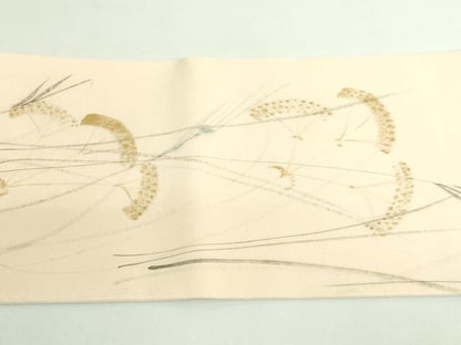 平和屋着物●極上　塩瀬　九寸名古屋帯　手描き　吉岡　女郎花　金彩　逸品　DZAB3624kh6