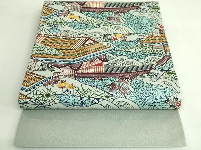 平和屋着物●極上　本場琉球紅型　九寸開き名古屋帯　水辺風景　逸品　DZAB3627kh6