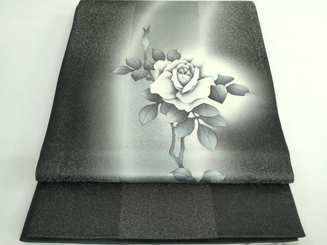 平和屋着物●極上　京都の名門ブランド　銀花仙　太鼓柄袋帯　薔薇　バラ　銀通し地　逸品　DZAB3634kh6