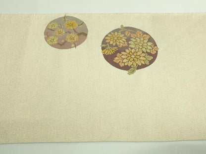 平和屋着物●極上　爪掻き本綴れ　八寸名古屋帯　花丸文　金糸　逸品　DZAB3638kh6