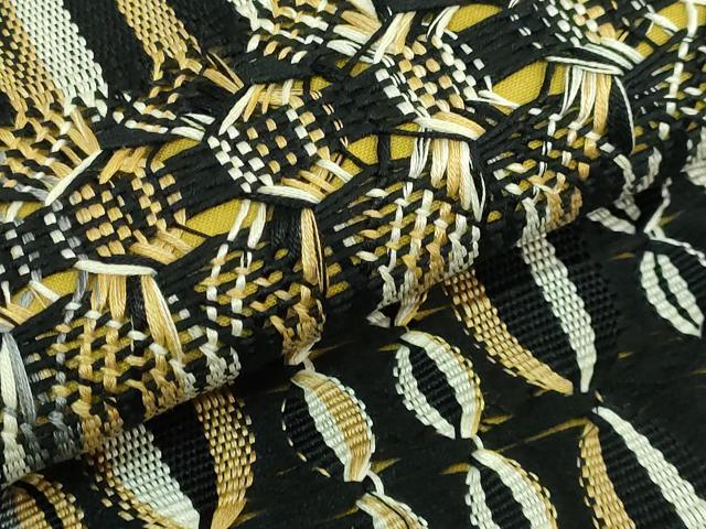 平和屋着物●極上　両面　半幅帯　組織　黒地　逸品　DZAB3639kh6