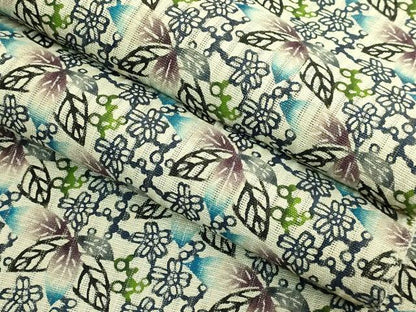 平和屋本店＊最高級　夏物　城間栄順　本場琉球紅型　八寸名古屋帯　舞花文　麻　逸品　DZAB3643kh6