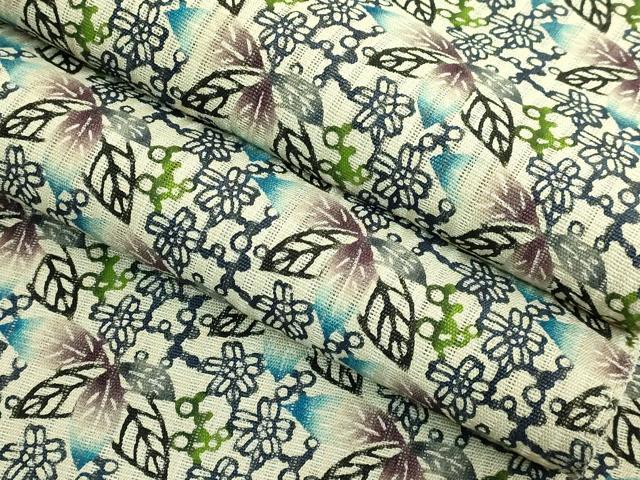 平和屋本店＊最高級　夏物　城間栄順　本場琉球紅型　八寸名古屋帯　舞花文　麻　逸品　DZAB3643kh6
