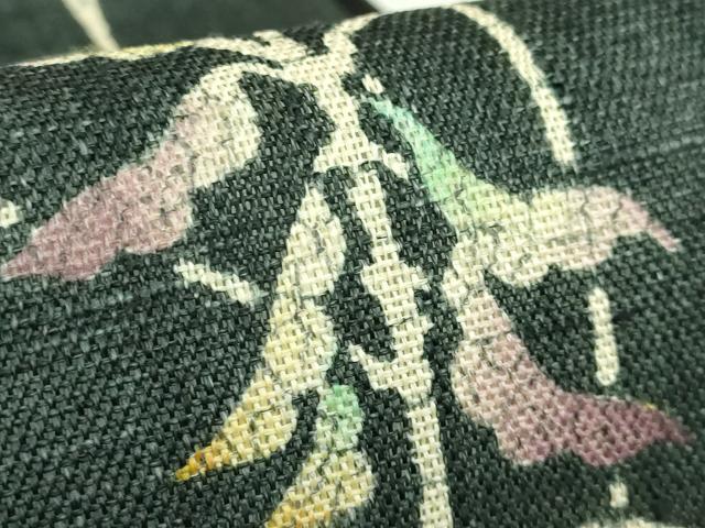 平和屋着物●極上　染織の名門　しょうざん  生紬　九寸開き名古屋帯　一珍染　枝葉文　証紙付き　逸品　DZAB3644kh6