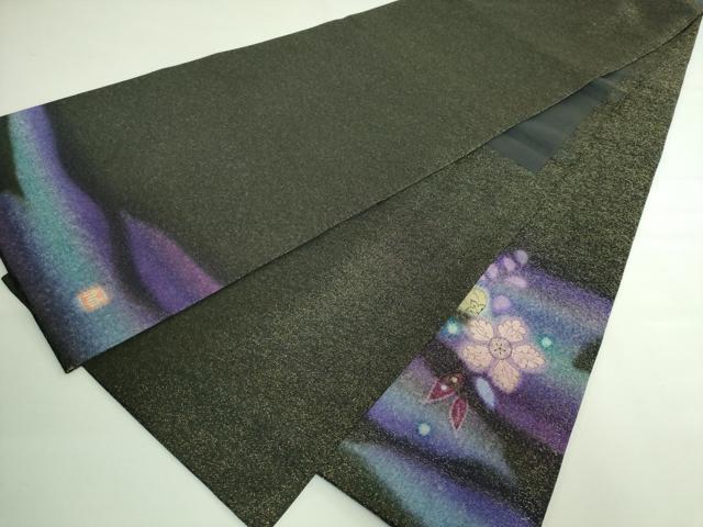 平和屋本店●極上　久保田一竹　幻の辻が花　太鼓柄袋帯　黒地　金通し地　逸品　DZAB3648kh6