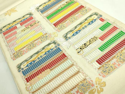 平和屋本店●最高級　龍村平蔵製　太鼓柄　本袋帯　威毛錦　金銀糸　逸品　DZAB3651kh6