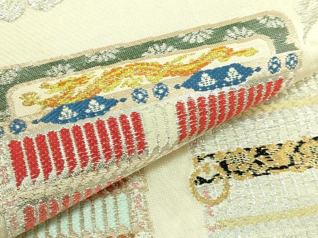 平和屋本店●最高級　龍村平蔵製　太鼓柄　本袋帯　威毛錦　金銀糸　逸品　DZAB3651kh6