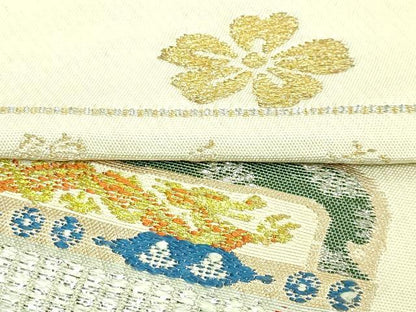平和屋本店●最高級　龍村平蔵製　太鼓柄　本袋帯　威毛錦　金銀糸　逸品　DZAB3651kh6